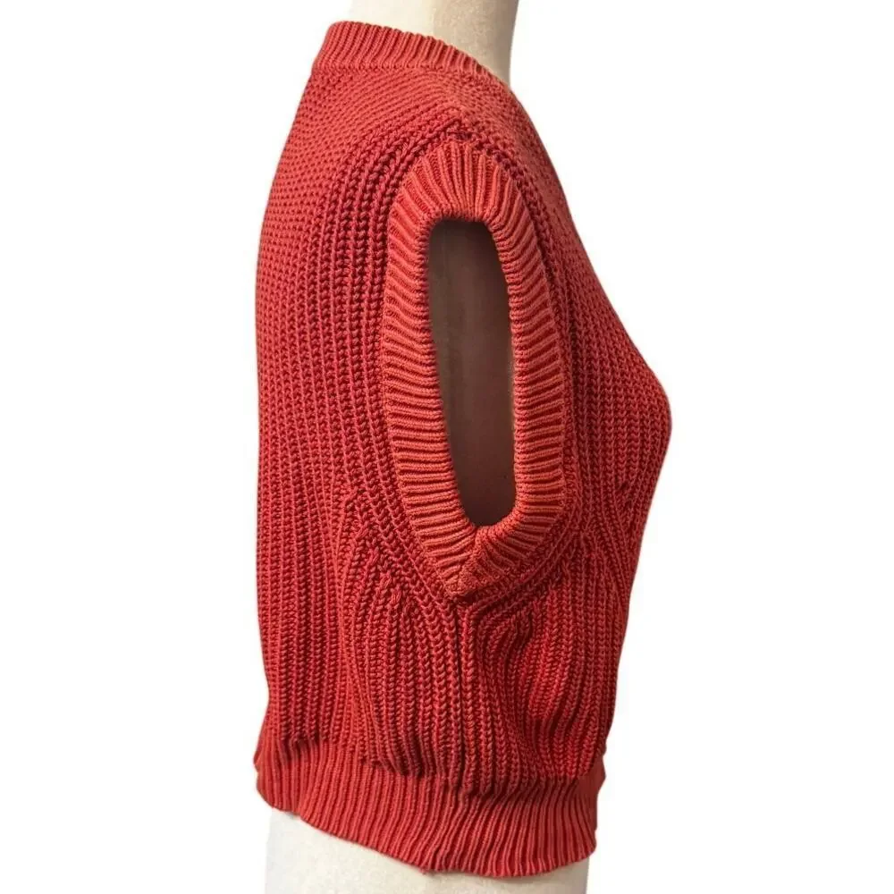 Madewell Mariella Pointelle Sweater Tee In Roasted Squash (Orange Red) Size XS